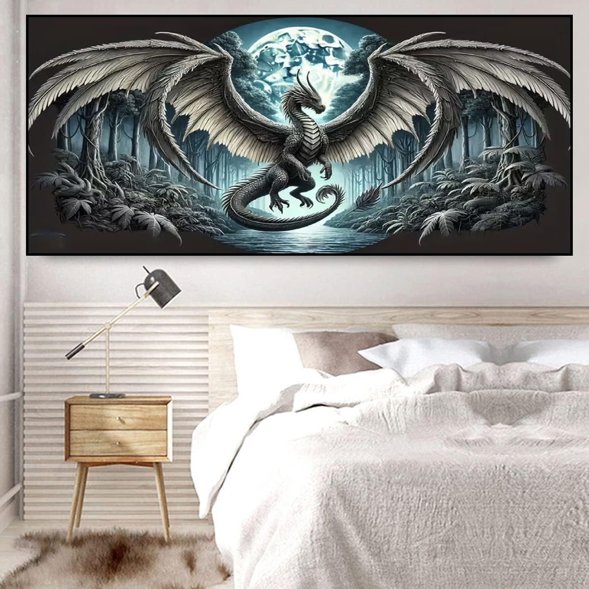 Fantasy Dragon 5D Diamond Painting Kits for Adults, animal Landscape Diamond Mosaic Art,DIY Full Round Diamond Embroidery,Diamond Art Kits for Home Decor,Large size 15.7x27.5 inches,DIY Mosaic Art