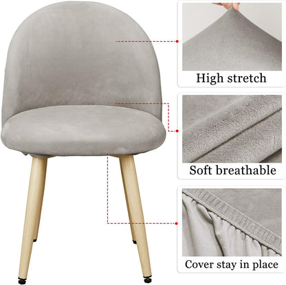 Leorate Dining Chair Cover Velvet Upholstered Side Dining Chair Cover Slipcover Curved Back Mid Century Modern Accent