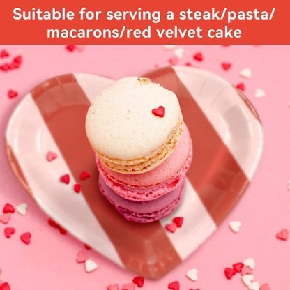 Jollyzaar Valentine's Day Paper Plates Set 60 Count, Heart Shaped 9'' Disposable Plates, Valentines Party Galentine's Day Table Decorations Supplies