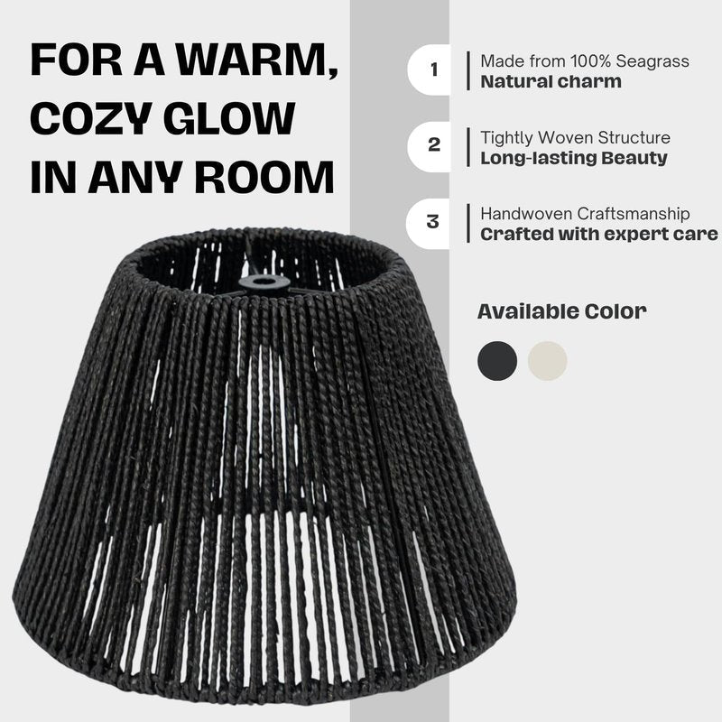 Onhomes Wicker Seagrass Lamp Shade, Rustic Farmhouse Bell Lampshade Replacement for Table and Floor Lamps, Rattan Pendant Light Cover for Living Room, Bedroom, Kitchen Decor