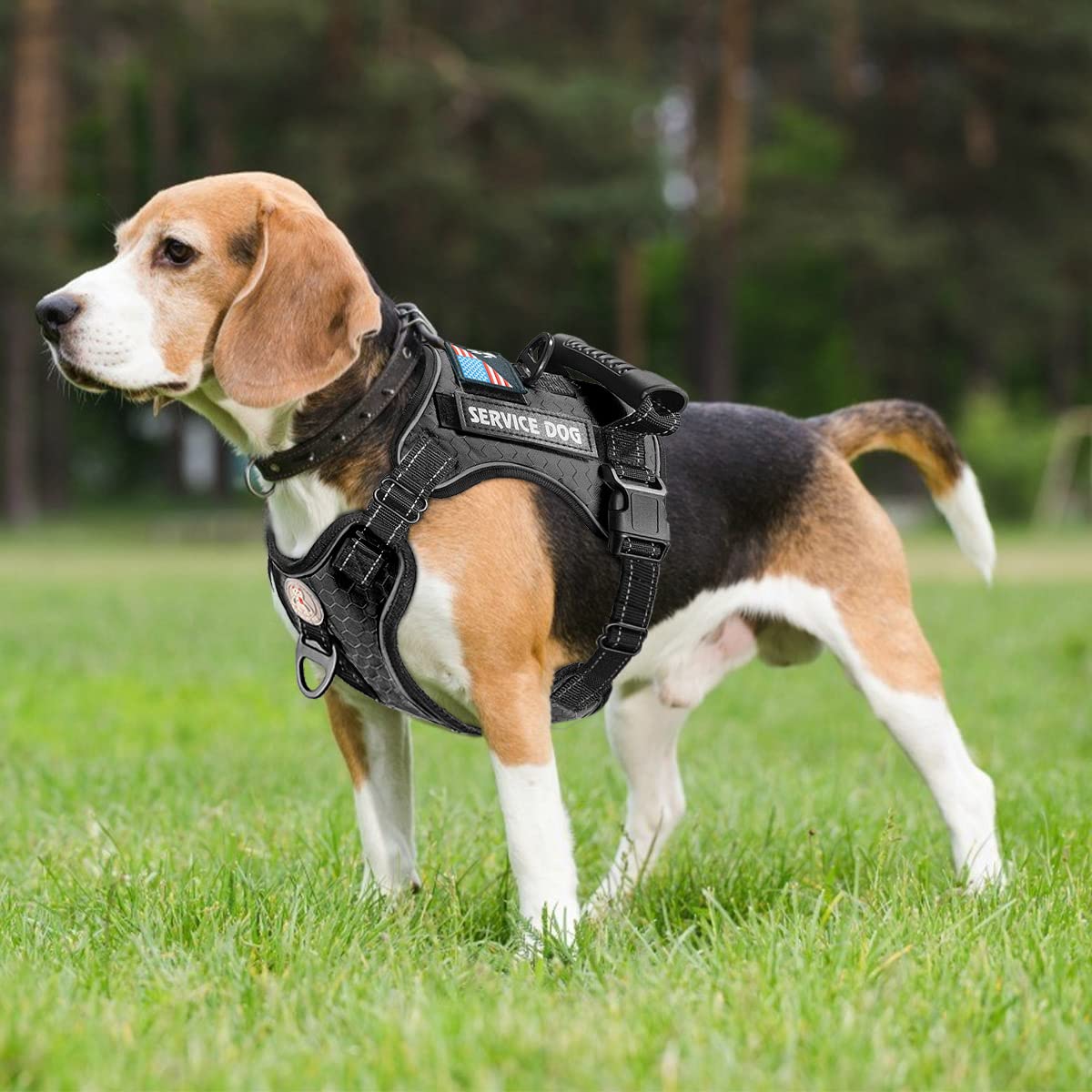 Cymiler Service Dog Vest,No-Pull Dog Harness and Leash Set,Adjustable Oxford Reflective Service Dog Vest Harness with Handle for Outdoor Walking Training,Easy Control for Small Medium Large Dogs