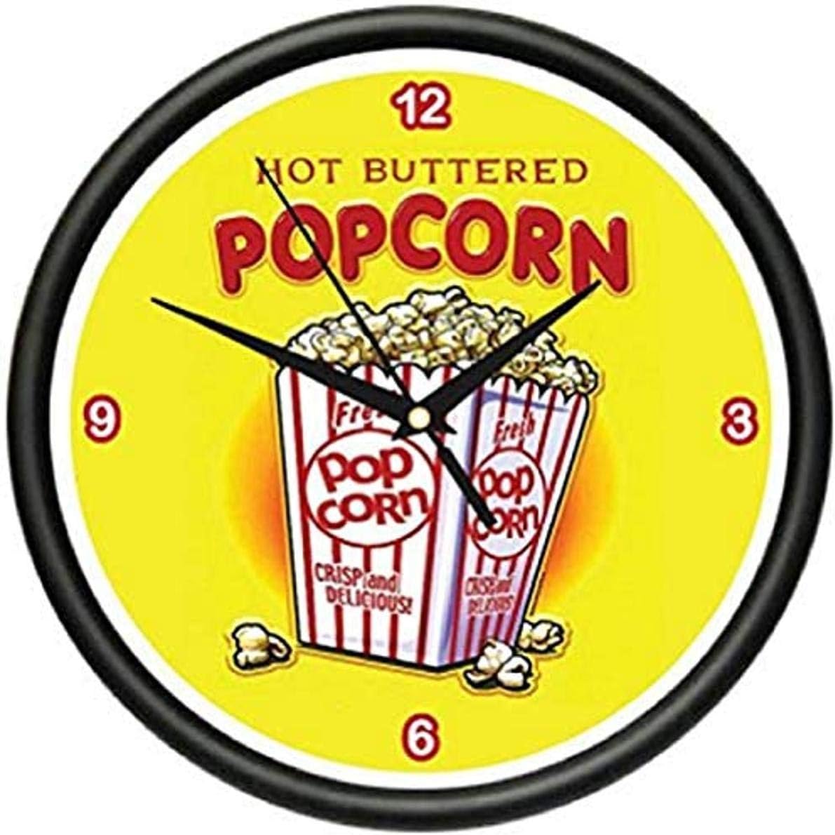 SignMission Popcorn Wall Clock, Movie Theater Home Decor