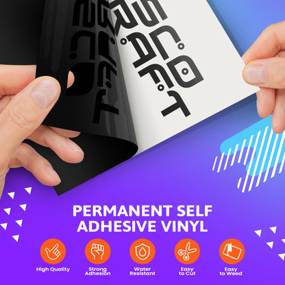 Frisco Craft Glossy Black Permanent Vinyl Sheets – Waterproof Adhesive Vinyl Roll, Home Decor, Silhouette, Decals, Signs, Indoor & Outdoor, Weather-Resistant, DIY Projects 12” x 30 FT