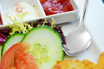 Serving Spoon x 2,Slotted Serving Spoon x 2,Serving Forks x 2,RTT 9 Inch Stainless Steel Catering Serving Utensils for Party Buffet Dinner Banquet Kitchen Basics (Silver Mirror Finish)