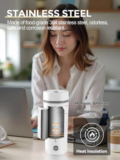 balbali 12oz Travel Kettle - Portable Electric Kettle for Boiling Water - Self Heating Cup/Thermos - Single Size