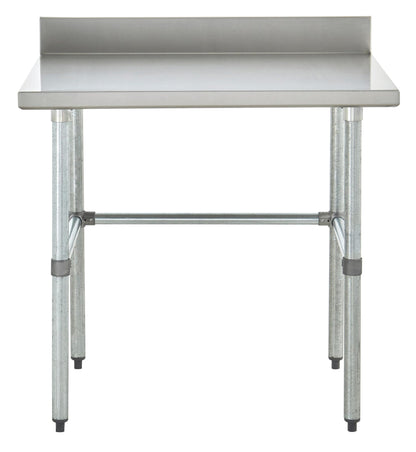 Kratos Commercial Worktable, Stainless Steel Kitchen Prep Open Base Table, 24"x24" with 4" Backsplash, 16ga/304SS (28W-268)
