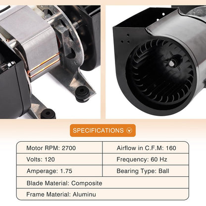Adviace GFK-160 GFK-160A Fireplace Blower Fan Kit for Heat-N-Glo, Heat and Glow, Heat&Glo, Hearth and Home, Superior, Quadra-Fire Fireplaces, FAB-1600 FAB-1100 HB-RB168 1601881 950-3315 Blower Kit