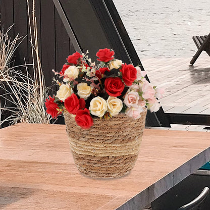Zerodeko Flower Girl Basket, Woven Seagrass Belly Basket, Rustic Plant Pot for Home Decor, 18cm