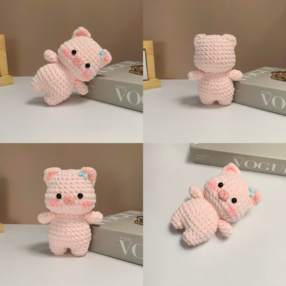 99WakeUp Crochet Kit for Beginners: Pink Pig Crochet Kit DIY Pig Amigurumi, Complete Beginner Starter Set, Include Step-by-Step Video Tutorials Learn to Crochet