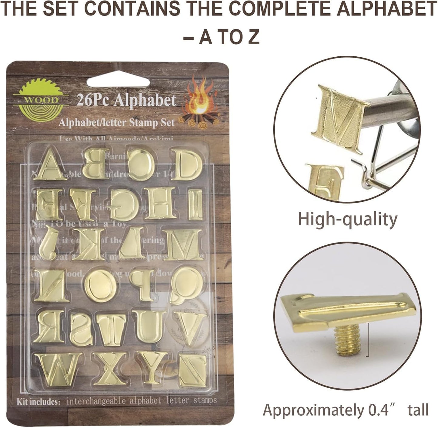 Uppercase Alphabet Set for Branding and Personalization of Wood, Leather, and Other Surfaces