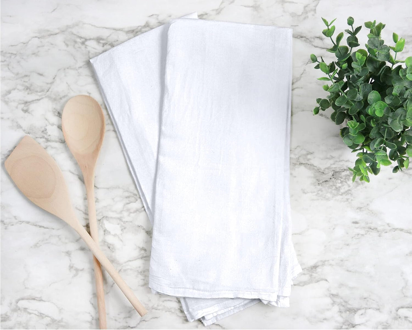 RUVANTI 6 Pack Flour Sack Towels, 28x28 Inch, 100% Cotton, Reusable, Absorbent Dish Cloths, White
