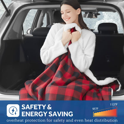 Sealy 12-Volt Heated Car Blanket, Portable Electric Blanket with 3 Heating Levels & 4 Hours Auto Off for Car, Truck, SUV, RV or Camping, Machine Washable, 59" X 43", Charcoal