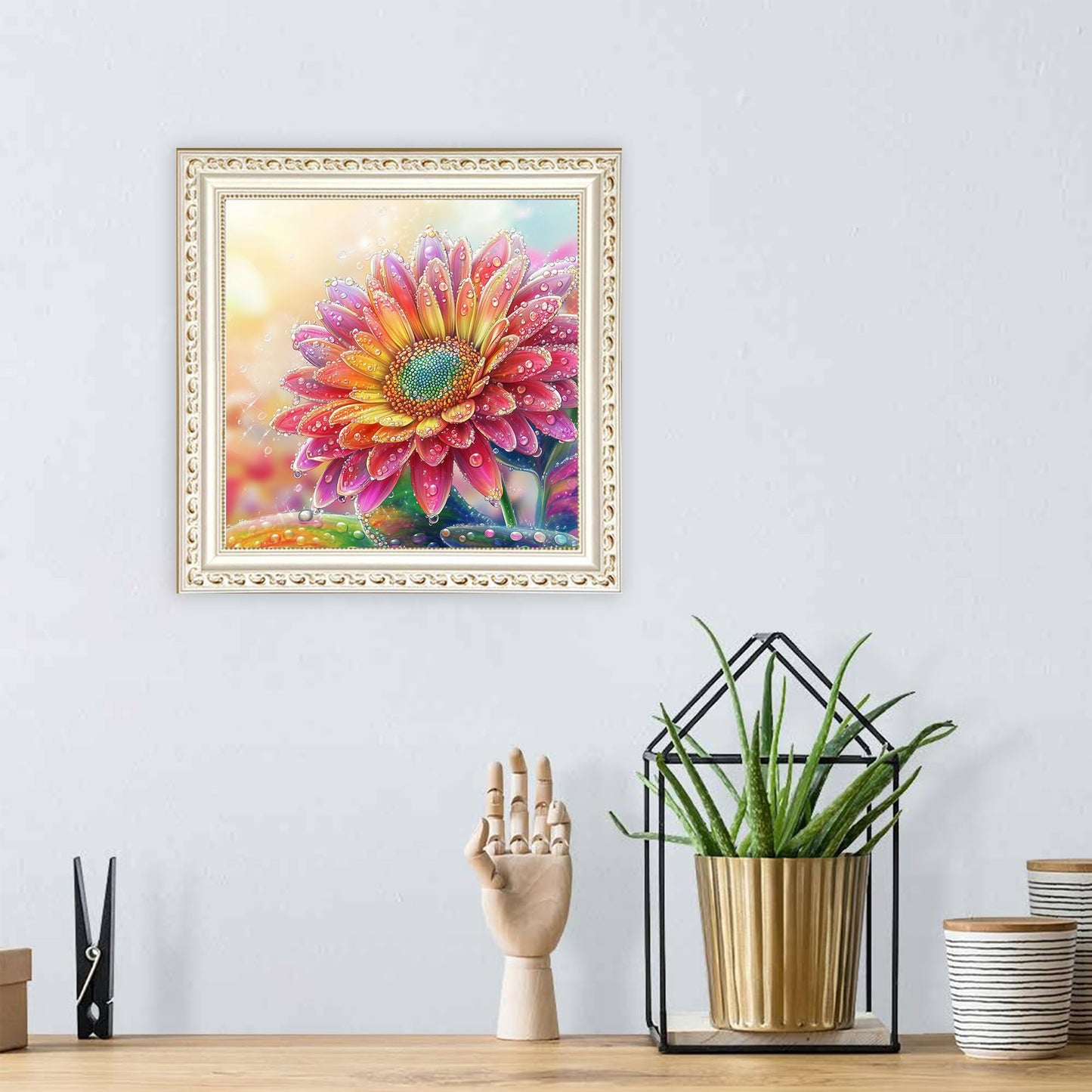 Eiflow DIY Diamond Art Kit for Adults Daisy Flower, 5D Diamonds Painting Kit Craft Gem Art Colorful Flower Full Round Drill(13.8x13.8inch/35x35cm)