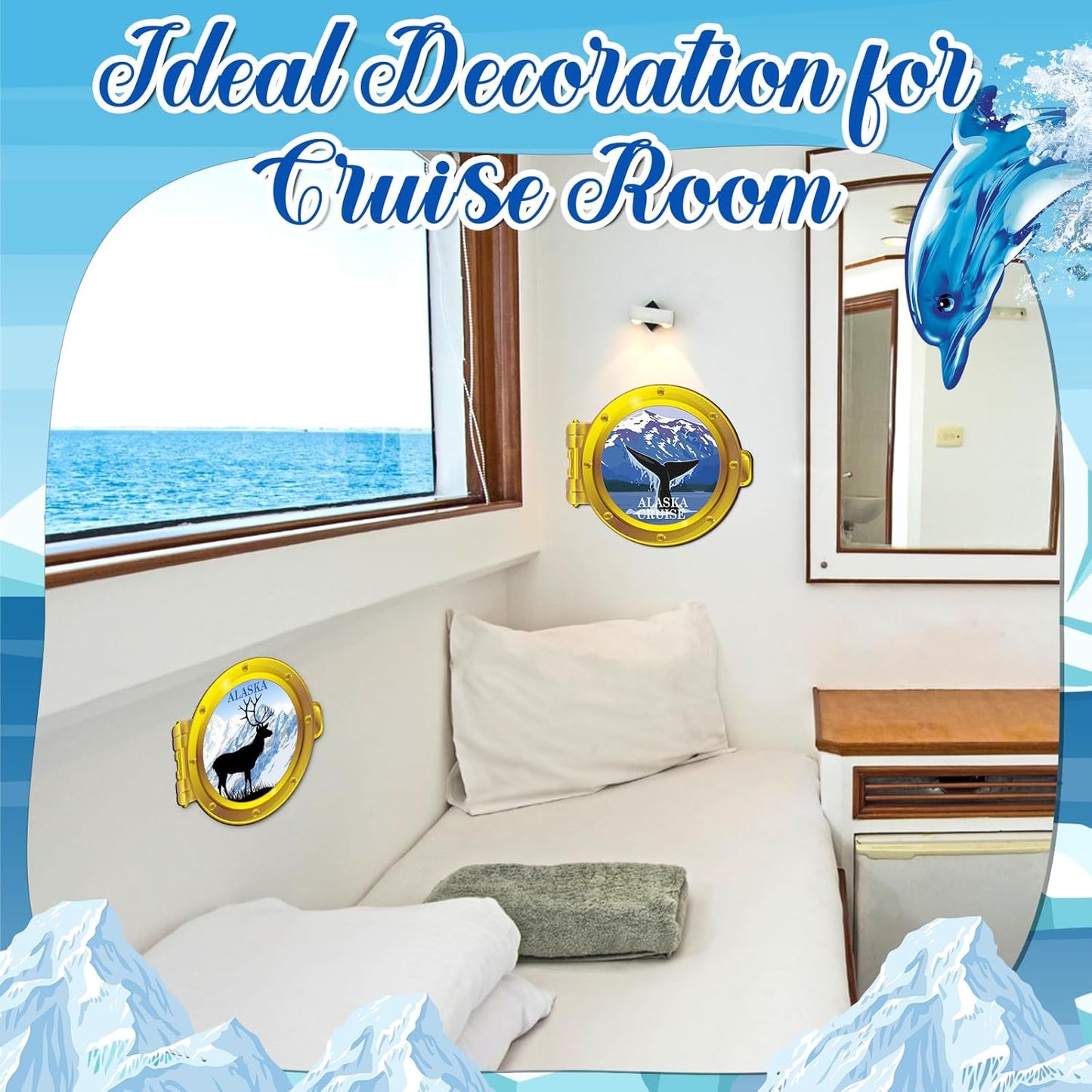 2 Pcs Alaska Cruise Door Decoration Magnets - Refrigerator Essentials for Cruise Ship Cabin Gift