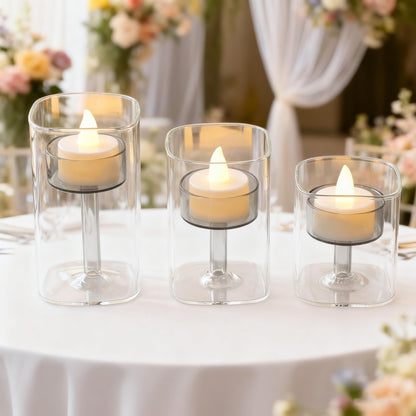 Maimeili Glass Candle Holder Hurricane Crystal Decorative Candle Fits Standard Tealight for Table Wedding Dinning Centerpieces Party Supplies Home Decor