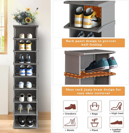Rack12Tiers, Entryway,Hallway,Closet, AFOORD Narrow Shoe Tall Skinny Shoe Organizer, Small Space and Vertical Shoe