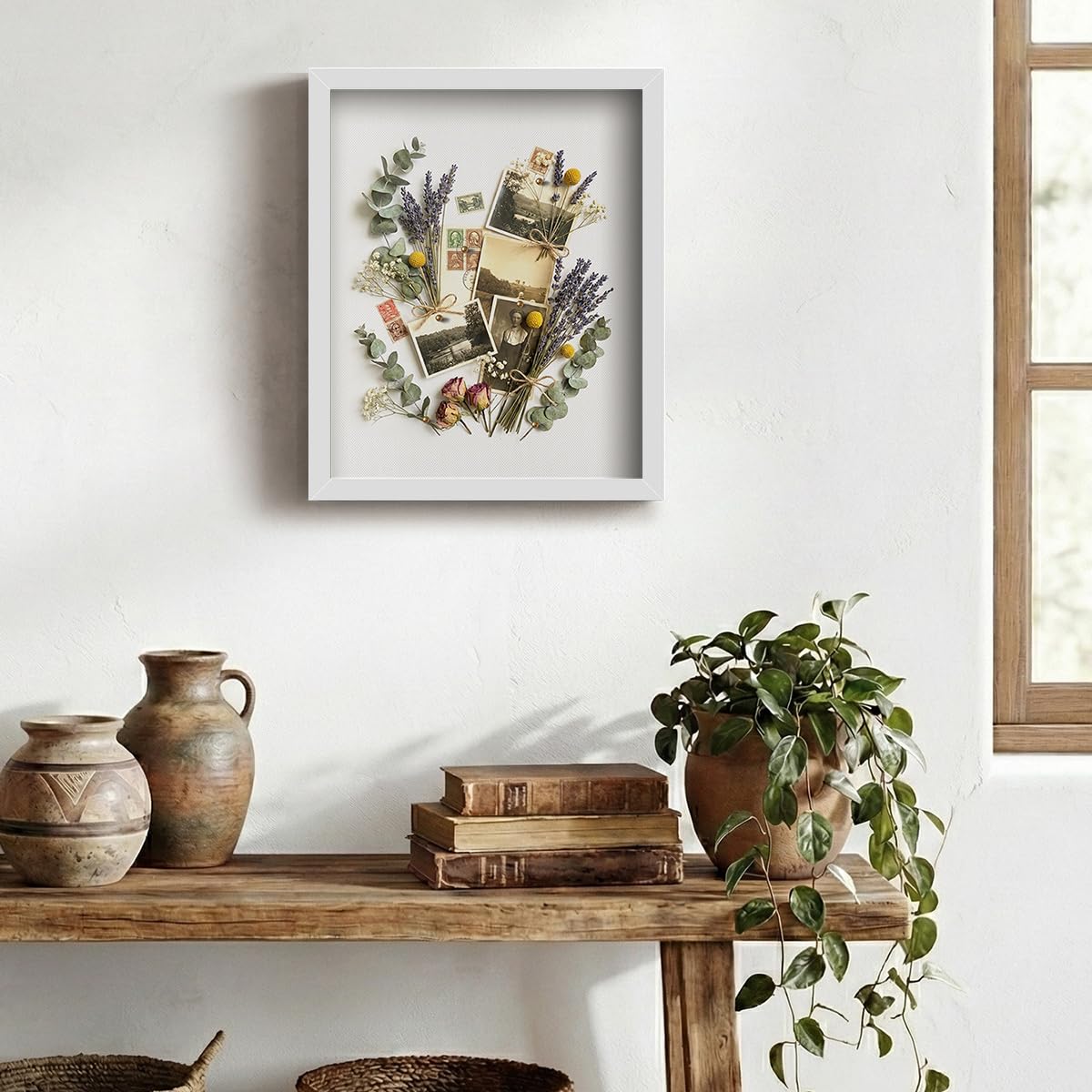 12x16 Large Shadow Box Frame | Soft Linen Back & Push Pins Included, Polystyrene Glass Memory Display Case for Flowers, Tickets & Cherished 3D Items, White