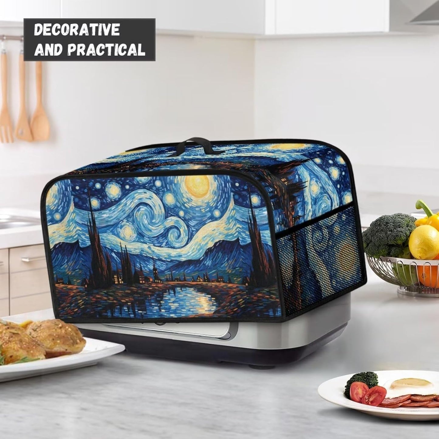 Starry Night Slow Cooker Cover with Mesh Pocket and Top Handle, Small Appliance Cover for Home Kitchen Decor
