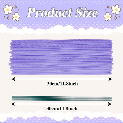 216 pcs Pink Purple OliveGreen Pipe Cleaners Set with Floral Wires & Gardening Tape, Chenille Stems Pipecleaners for Tulip Bouquet Making,Kids DIY Craft Projects and Decorations (Purple Theme)