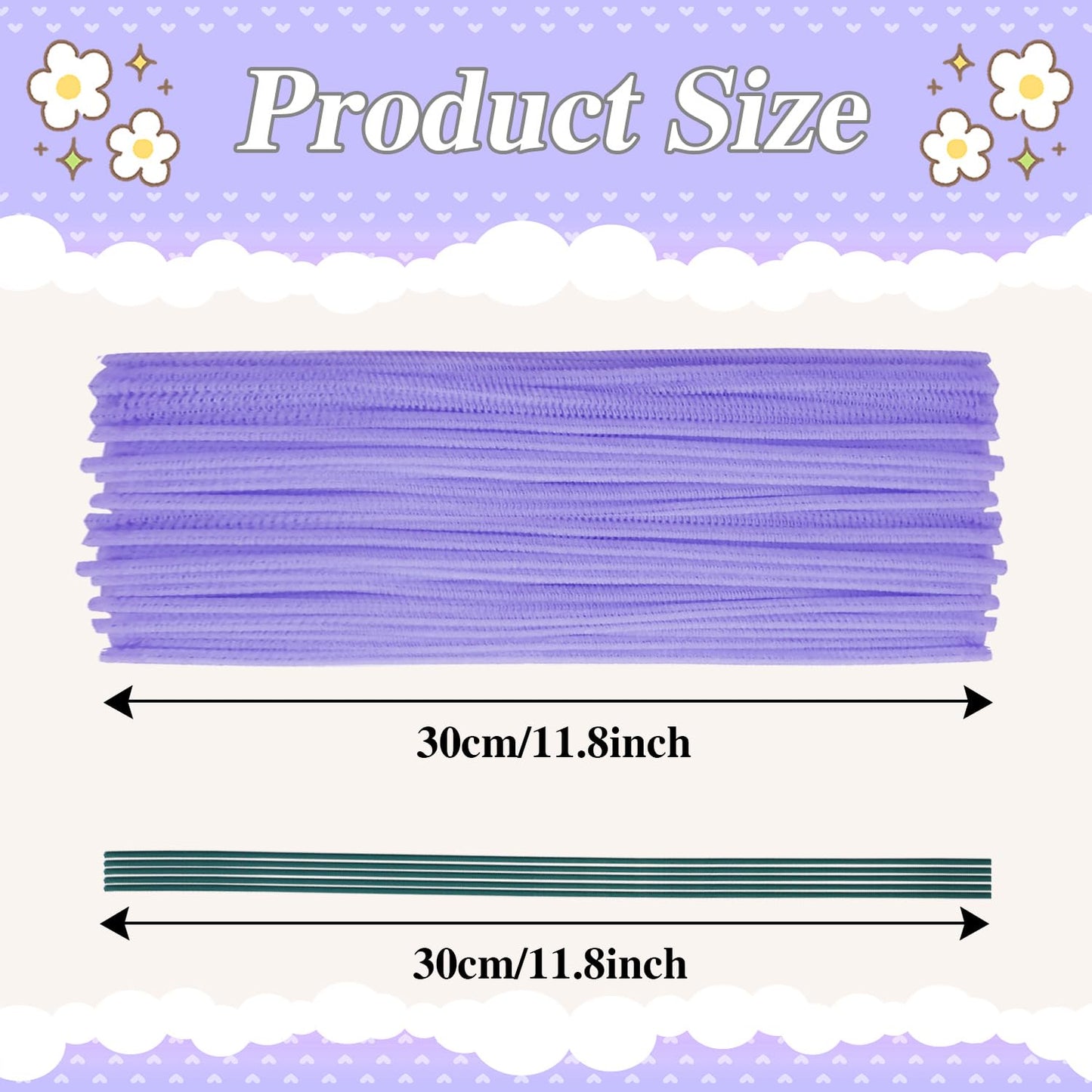 216 pcs Pink Purple OliveGreen Pipe Cleaners Set with Floral Wires & Gardening Tape, Chenille Stems Pipecleaners for Tulip Bouquet Making,Kids DIY Craft Projects and Decorations (Purple Theme)