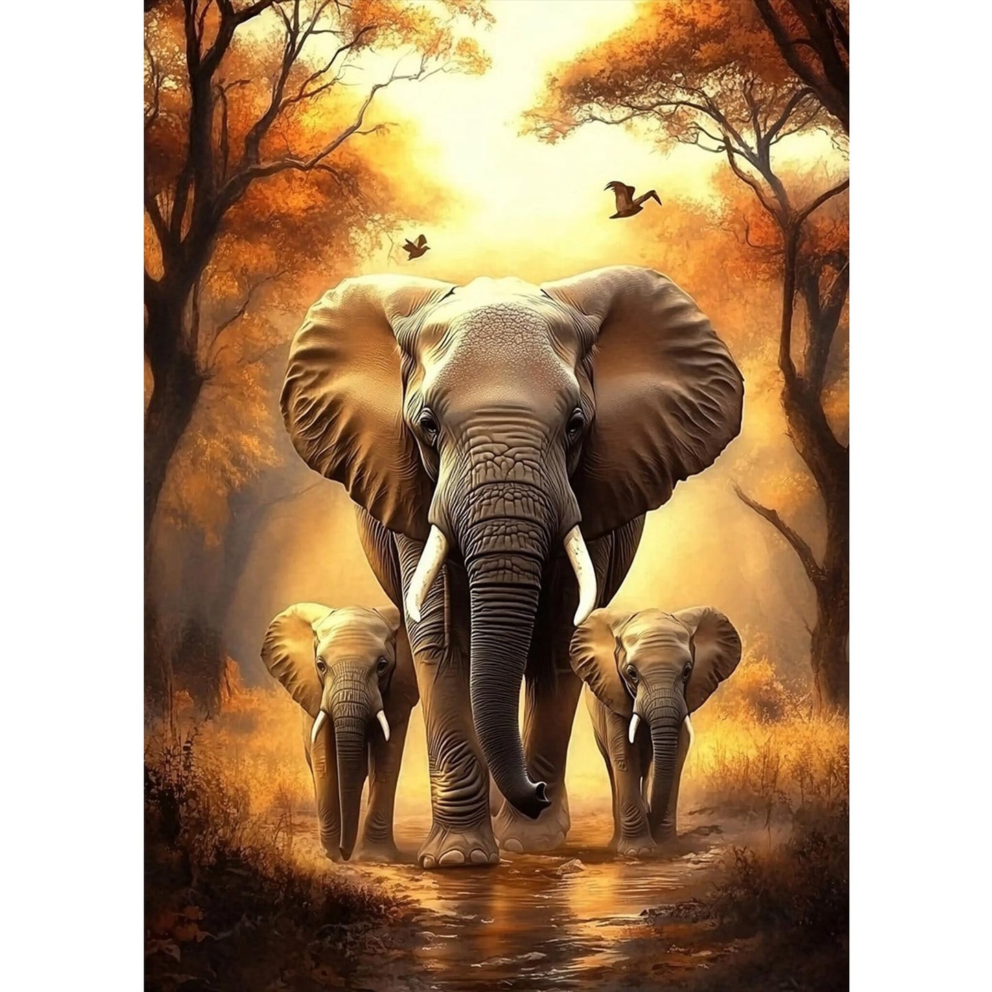 MXJSUA DIY Elephant Diamond Painting Kits for Adults, Animal Diamond Gem Art Painting for Beginners, Diamond Picture with Full Round Drill Dots Craft Set Gift, 12 * 16 Inch