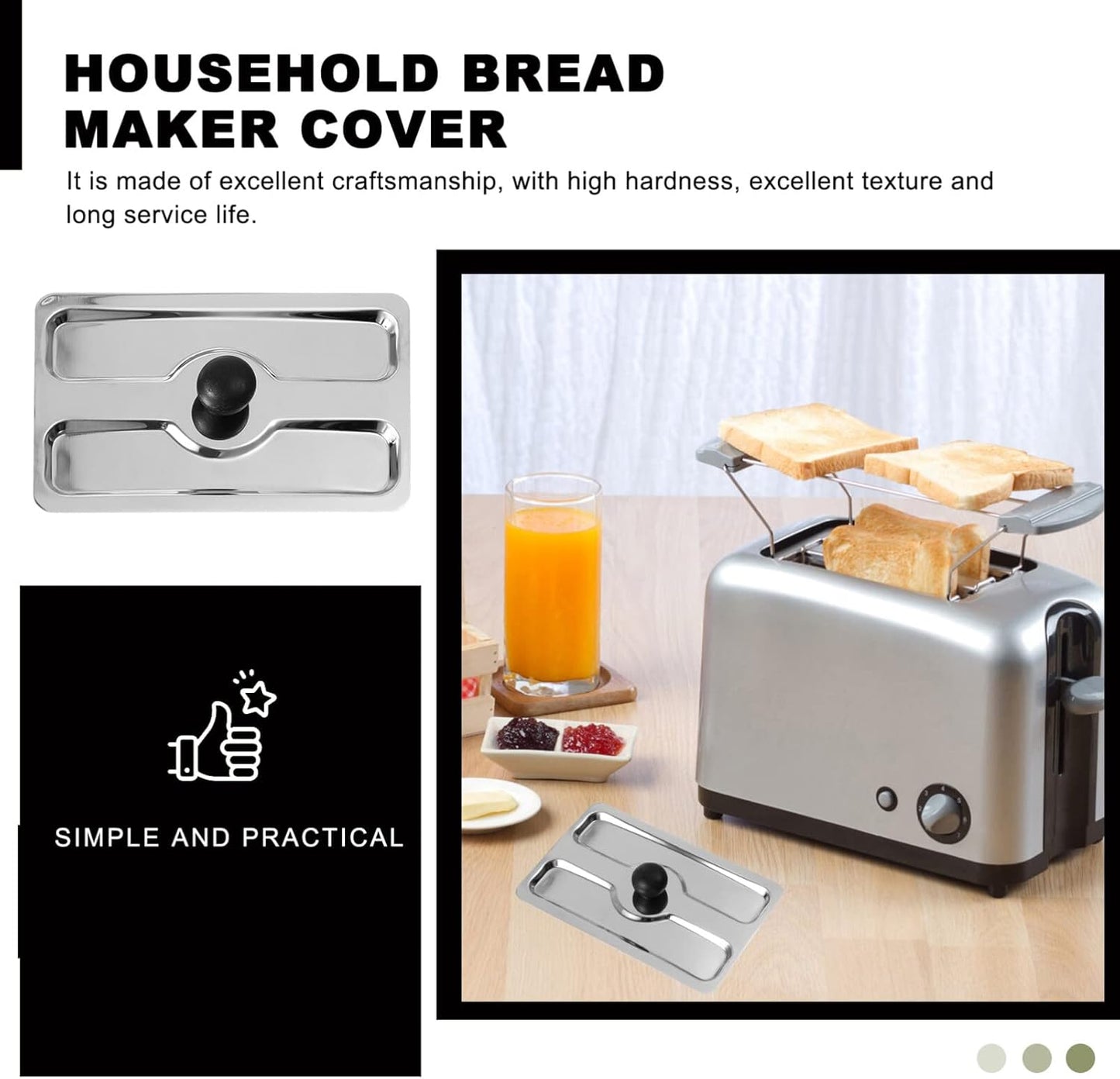 Toaster Cover, Veemoon Stainless Steel Appliance Top Cover for Electric Bread Maker