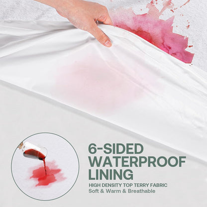 King Mattress Protector Cover - 76"x80" Fits 9-12" Deep, Waterproof Encasement with Premium Breathable Soft Fiber