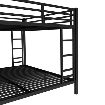 Bellemave Queen Over King Bunk Bed with 2-Side Ladders & Guardrail, Heavy Duty Metal Bunk Bed Frame with Under-Bed Storage, Queen Over King Bunk Beds for Adults, Teens, Kids, Black