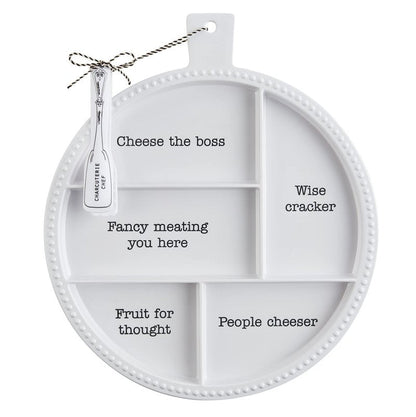 Mud Pie Melamine Charcuterie Board; board 15" x 13" dia | tongs 5 3/4"