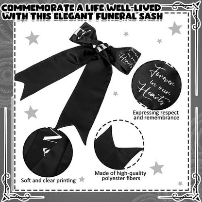 Fanfanwin Funeral Sash - Memorial Ribbon for Casket or Wreath | 58x4'' Black in Loving Memory