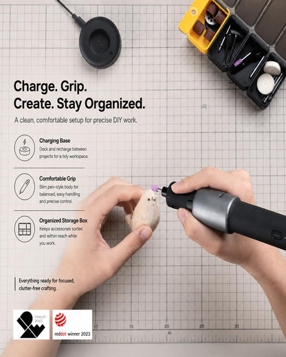 HOTO 35-in-1 Cordless Rotary Tool Kit, Strong Motor, 25000RPM 5 Variable Speed Powerful Engraving Pen, LED Light, Ideal for 3D Printing Sanding, Polishing, Drilling, Carving, Cutting DIY Crafts