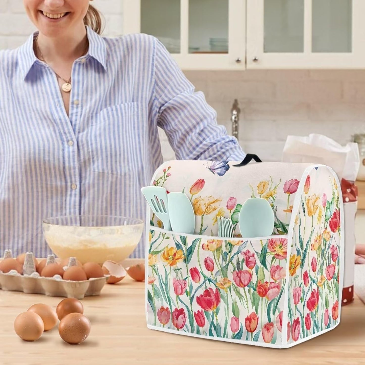 Floral Stand Mixer Cover for Kitchen Aid Mixers, Accessories with Pockets, Suitable for Kitchen Mixer Cover