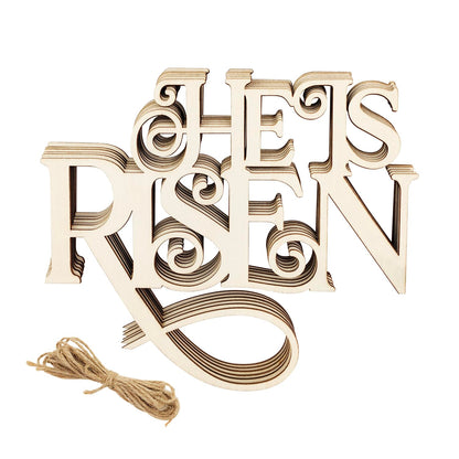 6 Pack 8 Inch Wood He is Risen Letters Cutouts Wood He is Risen Signs Wooden He is Risen Hanging Ornaments DIY He is Risen Wall Decor for Home Party Decoration