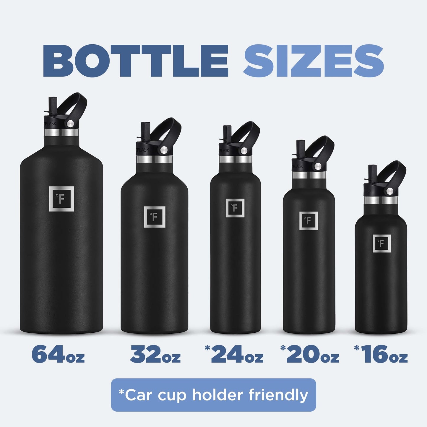 IRON °FLASK Camping & Hiking Hydration Canteens - 3 Lids (Narrow Straw Lid) Leak Proof Vacuum Insulated Stainless Steel - Hot & Cold Double Walled Sports Water Bottle - Twilight Blue, 24 Oz