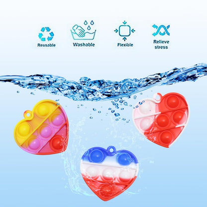 EFZXIB Valentine’s Day Heart Mini Pop Keychains 50 Pack –10 Colors with 5 Each Mini Heart-Shaped Bubble Fidget Keychain Stress Relief Sensory Toy Party Favors for Kids, Classroom Gifts