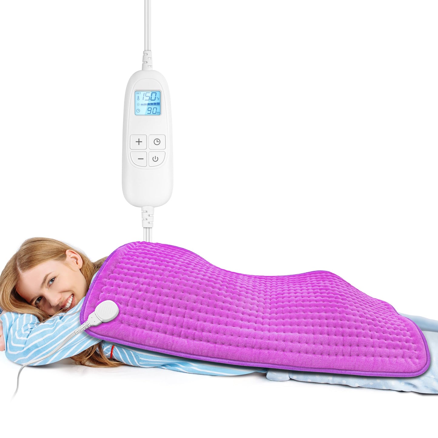 FluffyWarmth Electric Heating Pad for Back, Extra Large 17''x 33'' XXXL for Full Body,Menstrual Period Cramps,Neck Shoulder Back Pain Relief, 6 Heat Settings 3 Timers Heating Pad, Gifts for Women Men