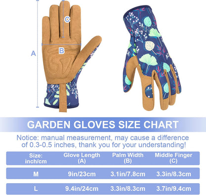 Women's Leather Gardening Gloves, Thorn Proof Garden Gloves for Digging, Planting, and Pruning