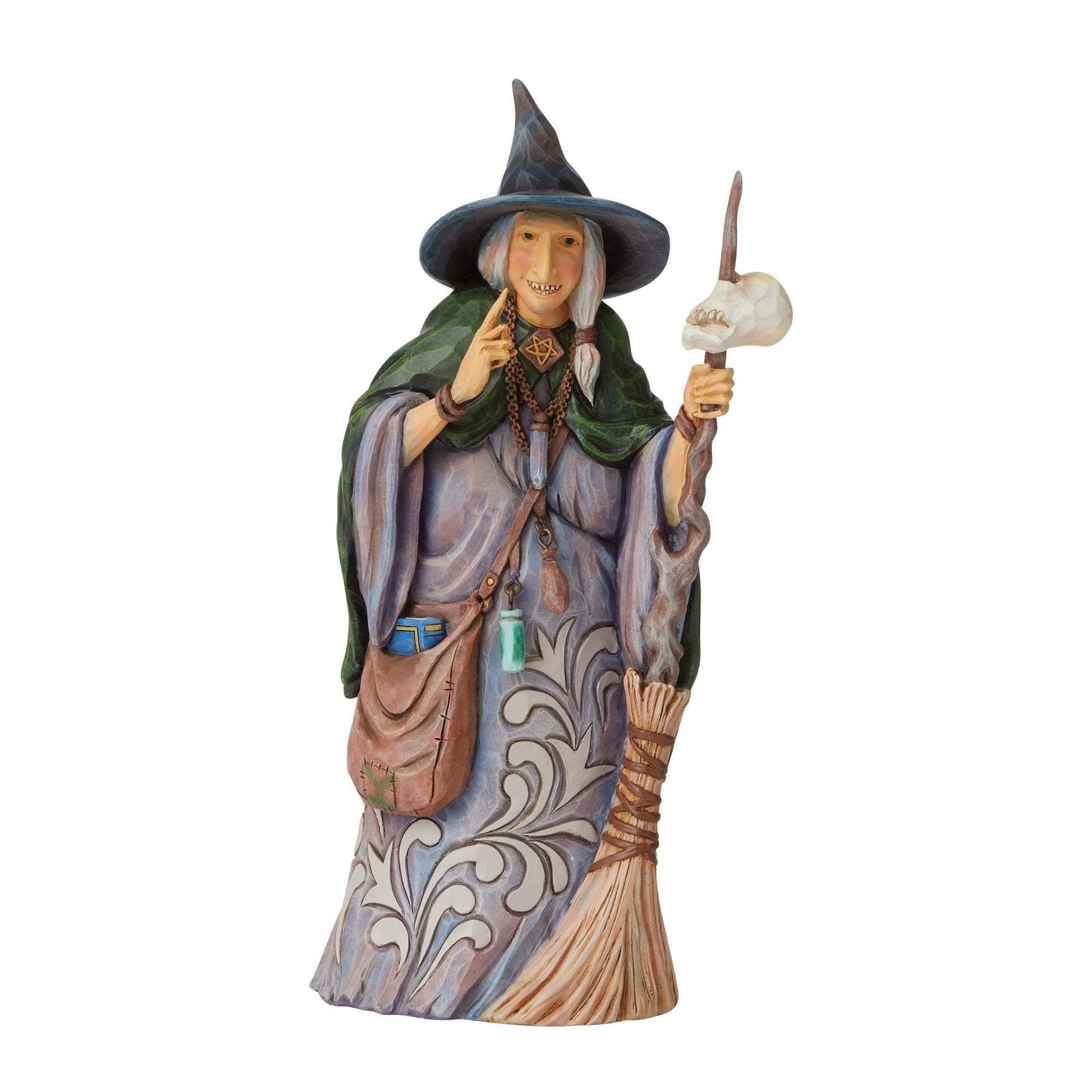 Enesco Jim Shore Heartwood Creek Witch with Broom and Skull Halloween Figurine 6009507