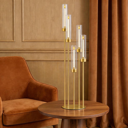 35in 6 Set Gold Candelabra Candle Centerpieces for Tables Candlesticks Holder Wedding Centerpieces Table Decorations Fit 0.9" LED Candle