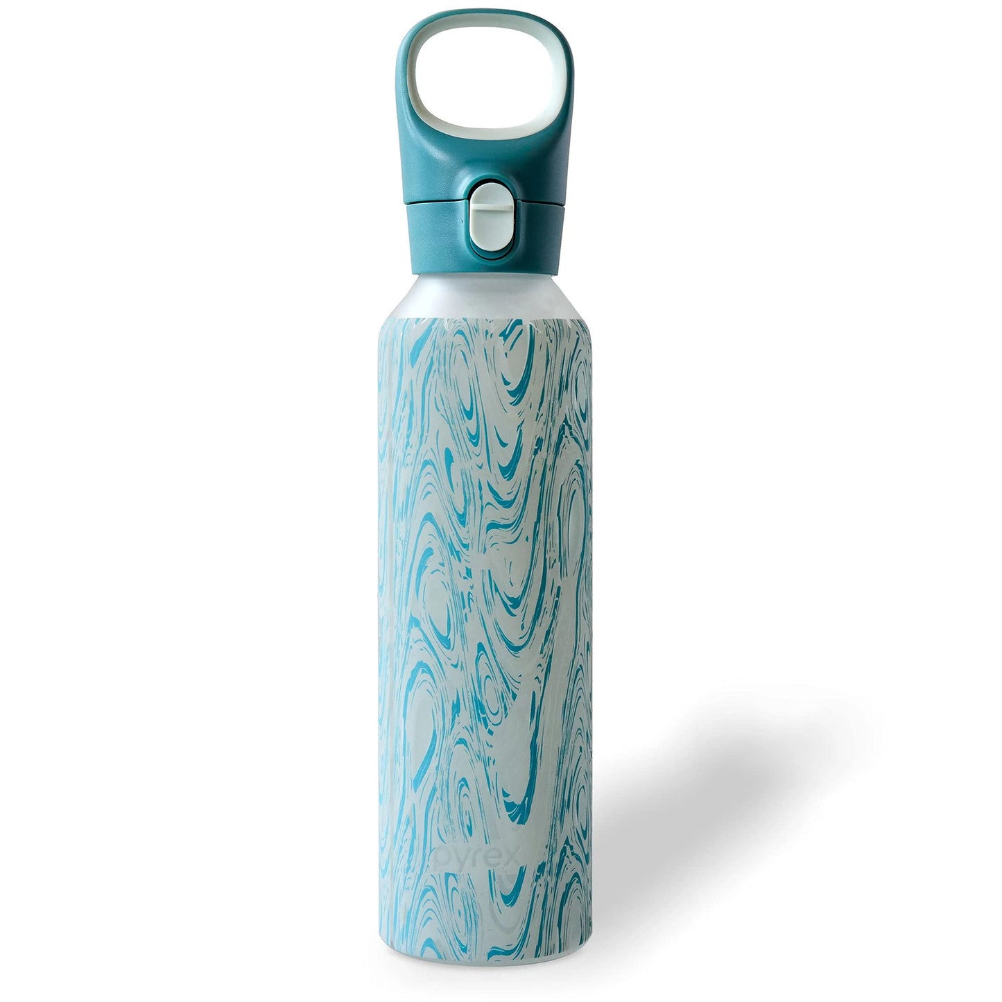 Pyrex 24-Oz Color Changing Glass Water Bottle with Silicone Coating, Leakproof and Textured Glass Reusable Water Bottle with Flip-Top Lid, Eco-Friendly, BPA-Free Silicone Coating, Happy Floral