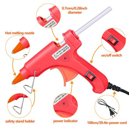 Mini Hot Glue Gun Kit 8 Pieces Hot Melt Gun Crafts for Kids School Craft Project DIY Arts and Home Quick Repairs (20 Watts,Multicolor)