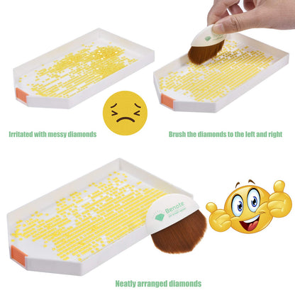 benote Diamond Art Painting Accessories Tools, Diamond Art Tray Painting Large Capacity Diamond Rhinestone Plate Tray with Divider, Paint Brush, Shining Bags for DIY Art Craft
