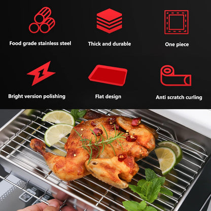 Roasting Pan with Rack, Nonstick Steel Bakeware, Rectangular Roaster for Kitchen Cooking, 23 x 17 cm