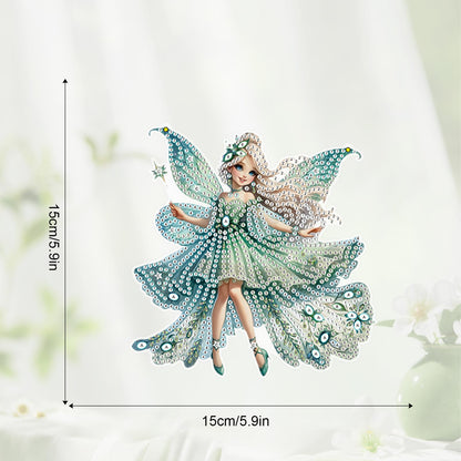 JZHYOAN Elf Diamonds Painting Pendant Cross Stitch Ornament Wall Hanging Decor Diamond Art Kit Hanging Sign Gem Art Window Pendants Craft Hanging Acrylic Ornaments Home Garden Wall Hanging Kit Craft