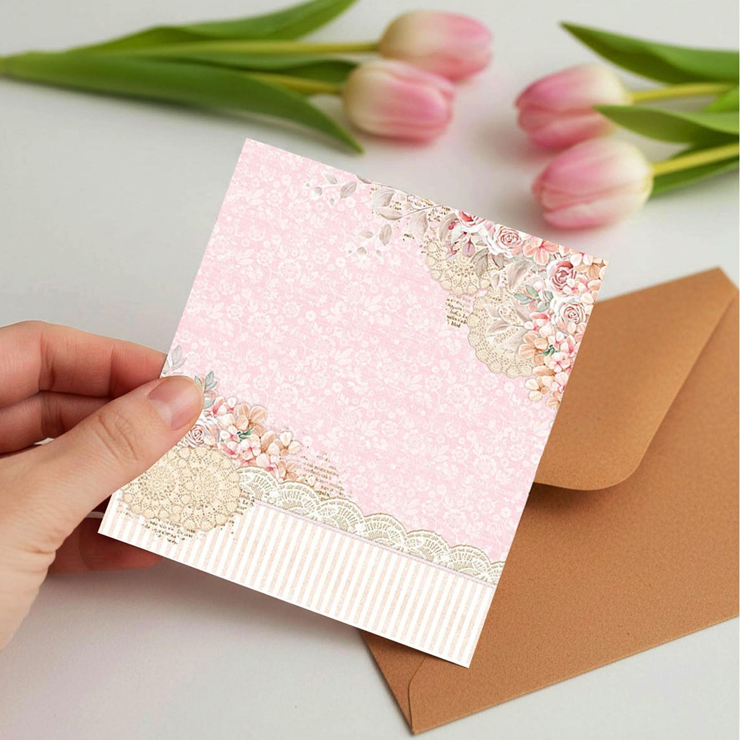 24 Sheets Scrapbook Paper, 12 x 12 Inch Floral Background Decorative Paper, Double Sided Romantic Patterned Scrapbooking Paper, Scrapbooking Supplies for DIY Album Decoupage or Card Making (Pink)