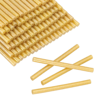 HARFINGTON 100pcs Mini Glue Stick 0.3"x3.9" High-Stick Hot Glue Gun Sticks Hot Melt Adhesive Strip for DIY Craft Sealing Repair Festival Decoration, Glitter Gold