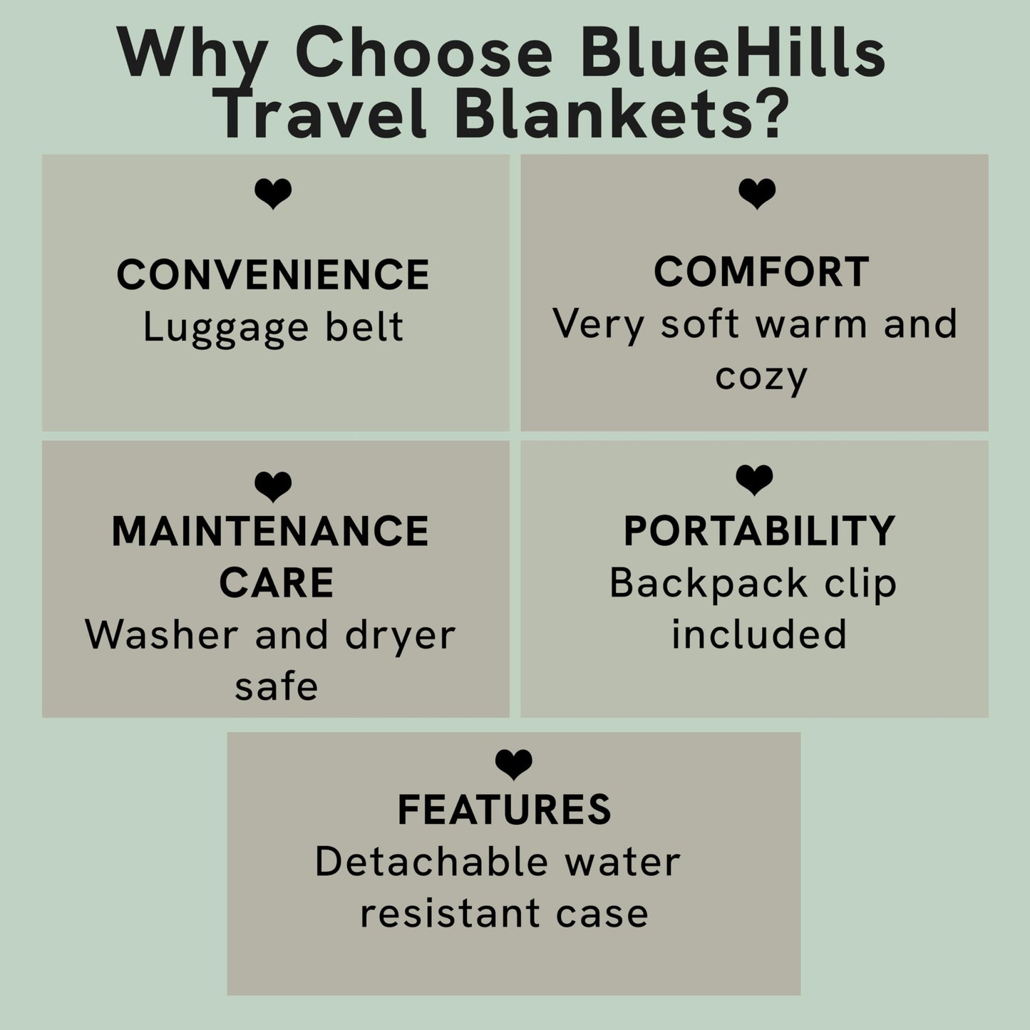BlueHills Ultra Compact Travel Blanket Pillow in Portable Bag Case Soft 70 X 56 with Strap Backpack Clip Premium Cozy Soft Compact Pack Large Blanket for Airplane Flight Layover Grey - Gray C002