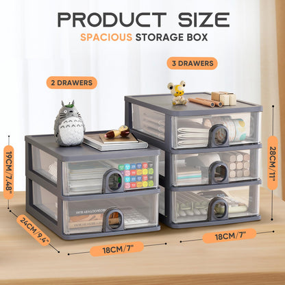 DETEIN Desktop Storage Drawers Desk Organizer with Drawers, 3 Drawers Organizing Drawers Clear Small Plastic Storage Drawers for Crafts, Accessories, Stationeries, Office Supplies, Pens (1Pack)