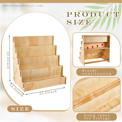 Barydat Wooden Card Display Stand Stationary Organizer Sticker Stand for Vendor Crafts Greeting Card Organizer Rack Retail Display Holder(23.23 x 14.96 x 22.44 Inch (4 Tier),Wood)
