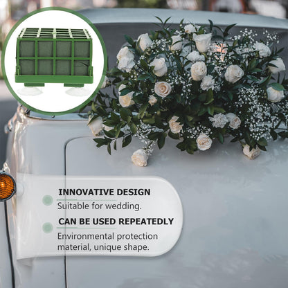 TOPPERFUN 2 PCS Floral Foam Cage, Flower Foam Holder with Suction Cups, Wet Floral Block for Wedding Car Decoration, Foa·m Cage for Flower Arrangements and DIY Bridal Bouquet, 4.32 x 4.32 x 3.54 in